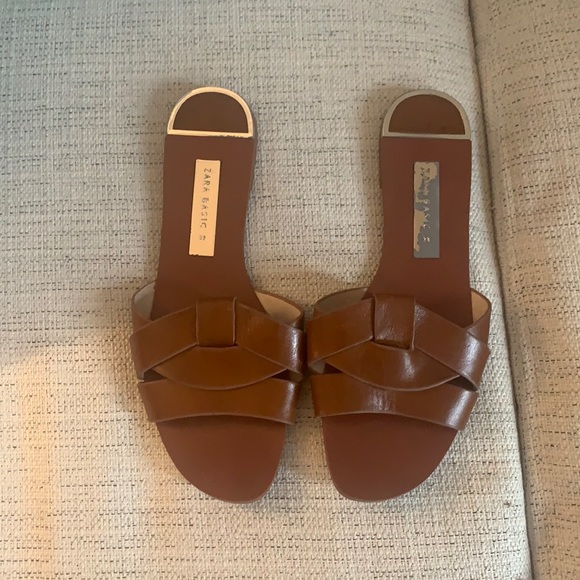 Brown slide sandals size 38/ US8